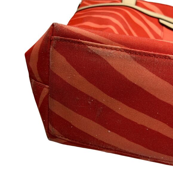 Coach Womens F23283 Orange Tan Canvas Zebra Print Leather Trim Tote Handbag - Picture 6 of 12